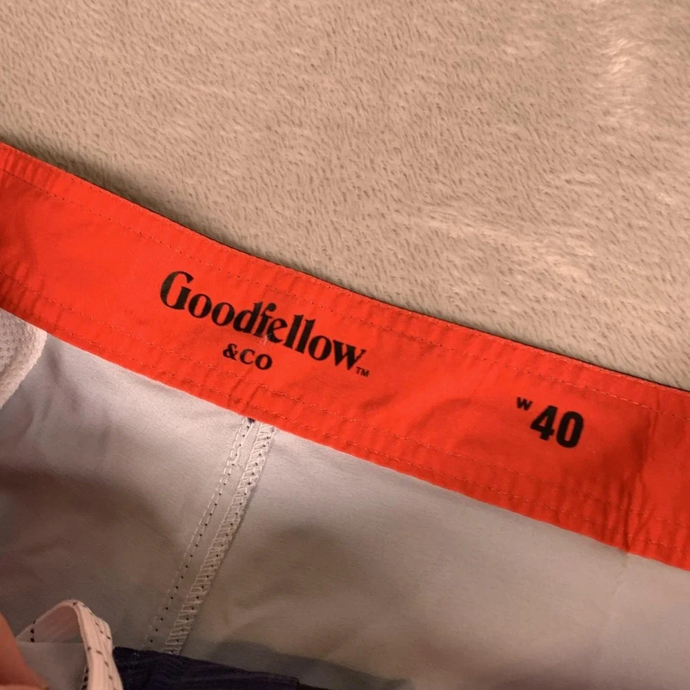 Goodfellow Board Shorts Mens 40 Striped Swim Trunks 4-Way Stretch 10